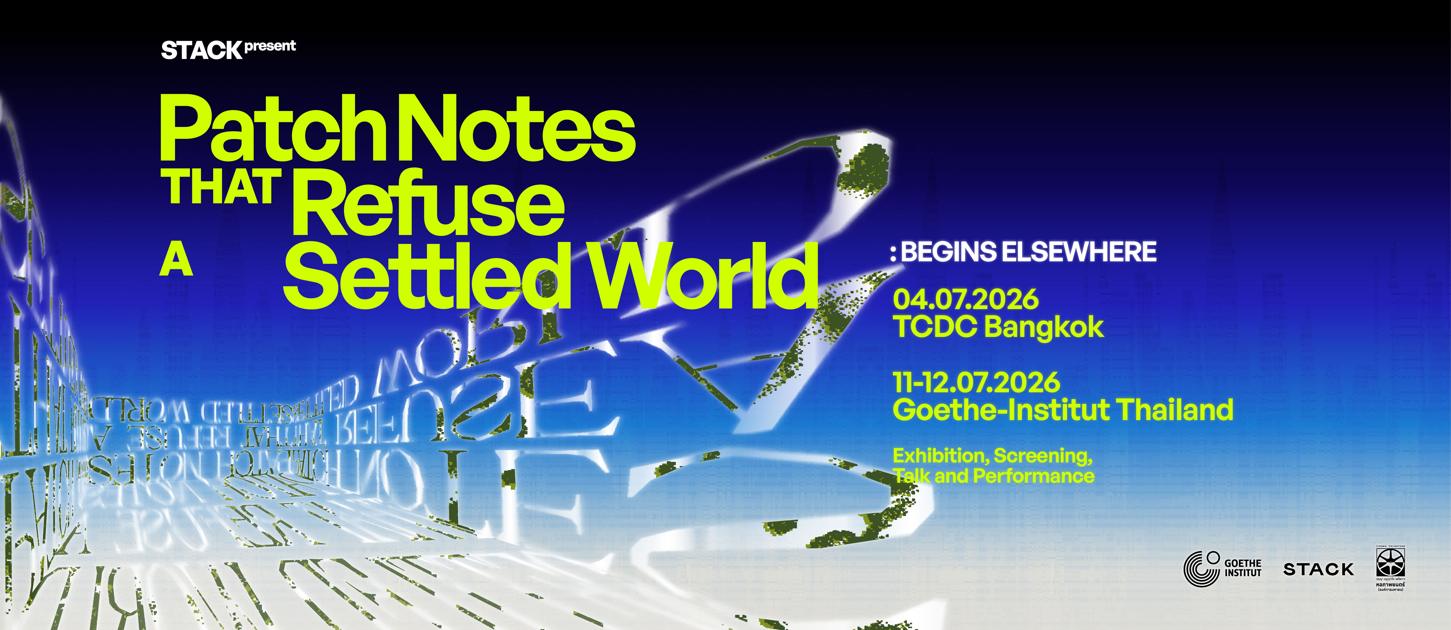 Speaking as a main speaker and panelist at "Patch Notes That Refuse a Settled World," organised by Stack in collaboration with Goethe-Institut Thailand, alongside a screening of Alternative Computations